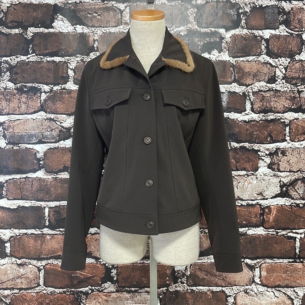 NAPOLEONE Jacket Lightweight Coat Italy Fur Trim Size IT42 US 6 - Picture 7 of 14